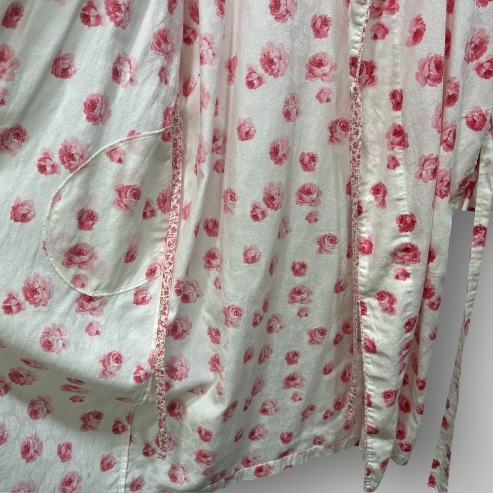 Crabtree & Evelyn Womens Pink Rose Floral Cotton Jacquard Robe Small - Picture 6 of 8